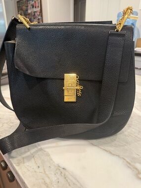 Chloe Black Drew Bag with Gold Hardware. Crossbody.